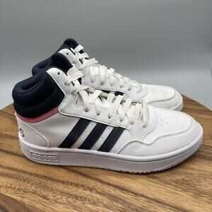 Adidas Hoops Mid 3.0 Shoes Womens 7.5 White Leather Basketball Comfort Sneakers